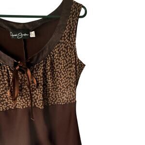 Annah Stretton‎ Vintage Y2k Small Sleeveless Bow Circle Print Babydoll Top